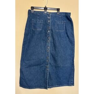Sag Harbor Sport Denim Maxi Skirt Button Front 100% Cotton Womens XL Y2K Western